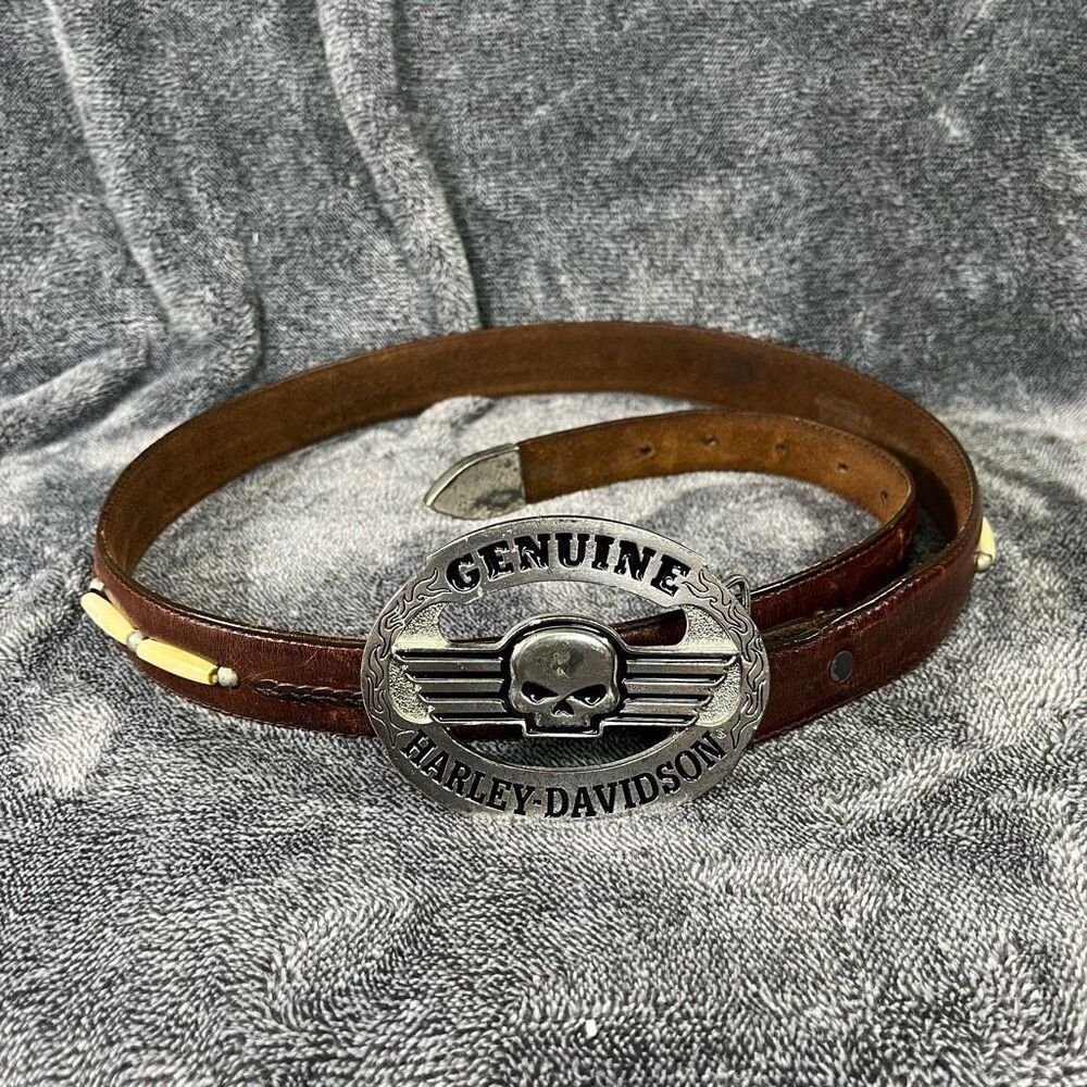 Harley Davidson Brown Genuine Leather Belt Size 38